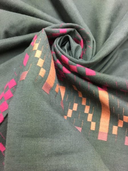 画像7: 生地:クロスステッチ風刺繍生地(カーキ) (7)