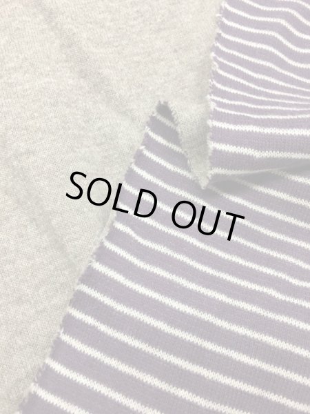 画像1: 生地：ボーダー柄両面ニット（ベージュ／紫） (1)