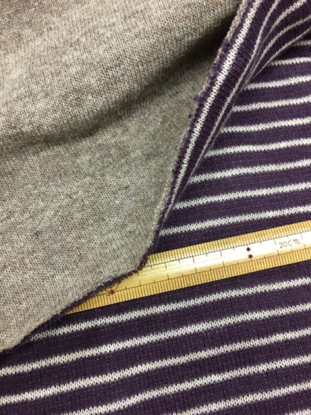 画像4: 生地:ボーダー柄両面ニット(ベージュ/紫) (4)