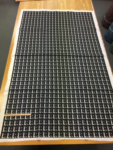 画像3: 生地:総柄麻プリント(黒)1パネル88×148 (3)