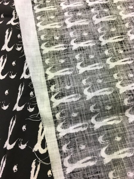画像2: 生地:総柄麻プリント(黒)1パネル88×148 (2)