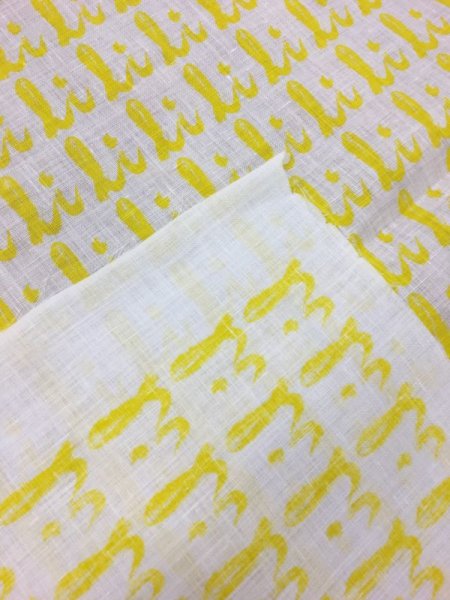 画像4: 生地:総柄麻プリント(黄色)1パネル88×148 (4)