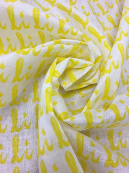 画像5: 生地:総柄麻プリント(黄色)1パネル88×148 (5)