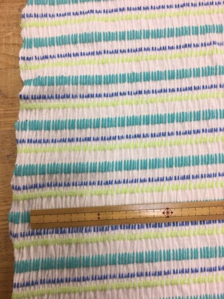 画像2: 生地:綿ボーダーシャーリングニット(グリーン系) (2)