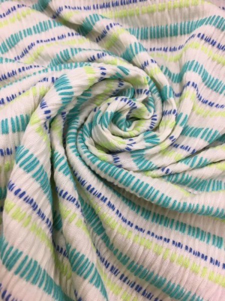 画像4: 生地:綿ボーダーシャーリングニット(グリーン系) (4)