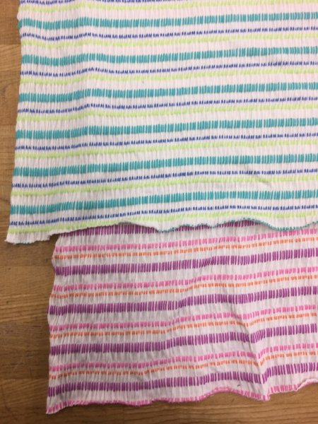 画像7: 生地:綿ボーダーシャーリングニット(グリーン系) (7)