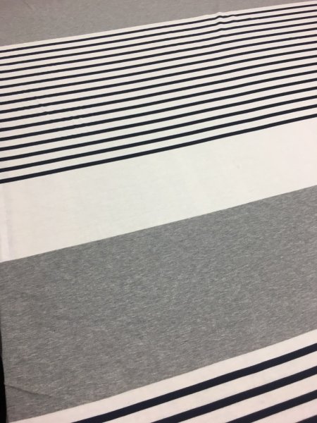 画像3: 生地:綿ボーダー75cmパネル(グレー/紺) (3)
