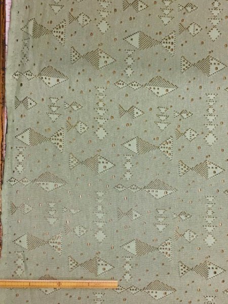 画像2: 生地:魚柄穴あき加工綿ニット(緑) (2)