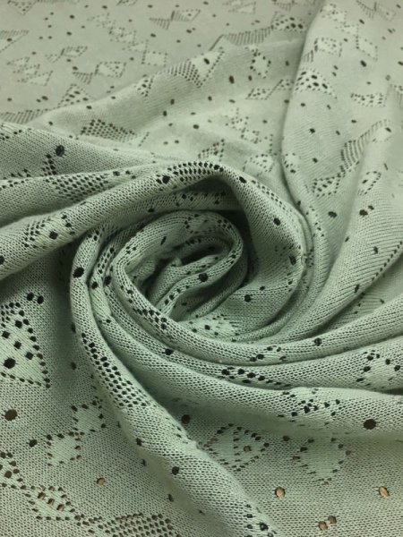 画像4: 生地:魚柄穴あき加工綿ニット(緑) (4)