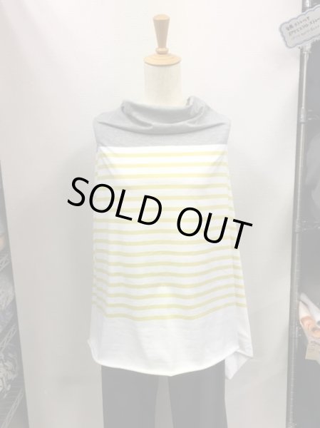 画像6: 生地:綿ボーダー75cmパネル(グレー/黄色) (6)