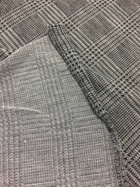 画像4: 生地:グレンチェックウールニット(黒) (4)