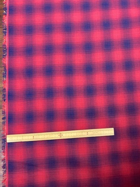 画像3: 生地:オーブレチェック薄手綿(赤/紺) (3)