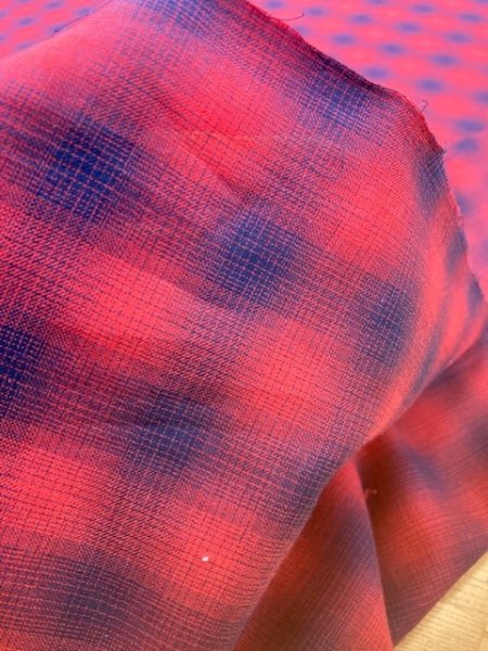 画像4: 生地:オーブレチェック薄手綿(赤/紺) (4)