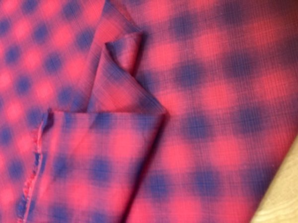 画像5: 生地:オーブレチェック薄手綿(赤/紺) (5)