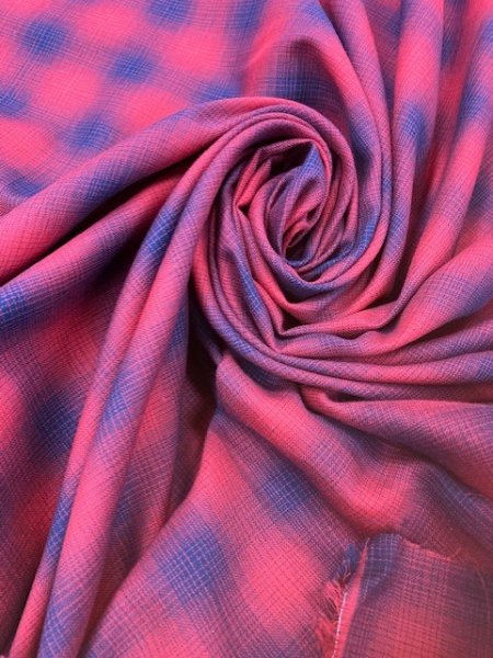 画像6: 生地:オーブレチェック薄手綿(赤/紺) (6)