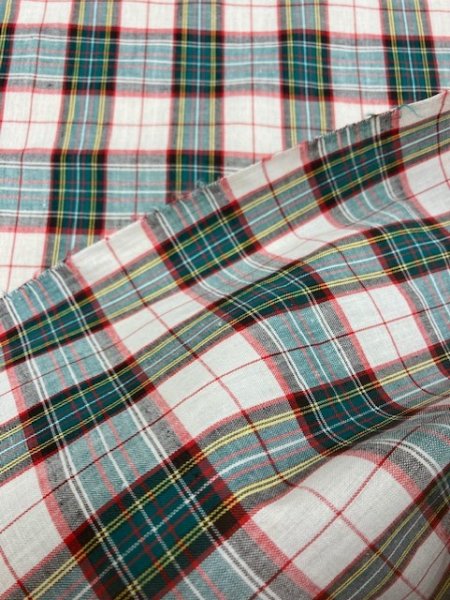 画像3: 生地:チェック織り柄(緑赤) (3)