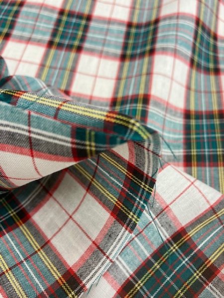 画像4: 生地:チェック織り柄(緑赤) (4)
