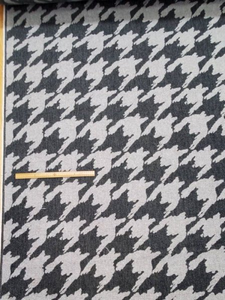 画像2: 生地:ジャズネップ千鳥ジャガード(白/黒) (2)