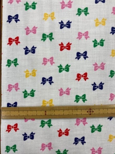 画像2: 生地:リボン柄コットン(白) (2)