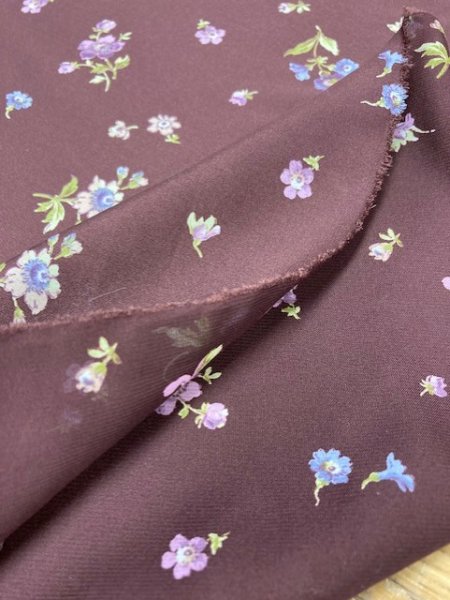 画像4: 生地:ポリエステル花柄(赤茶) (4)
