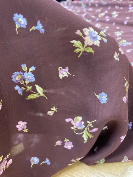 画像5: 生地:ポリエステル花柄(赤茶) (5)