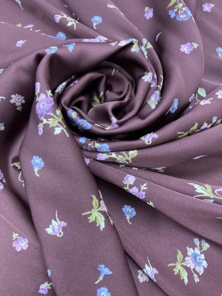 画像7: 生地:ポリエステル花柄(赤茶) (7)
