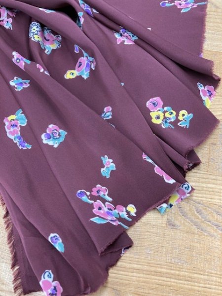 画像6: 生地:ポリエステル花柄(エンジ) (6)