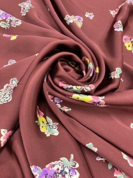 画像7: 生地:ポリエステル花柄(エンジ) (7)