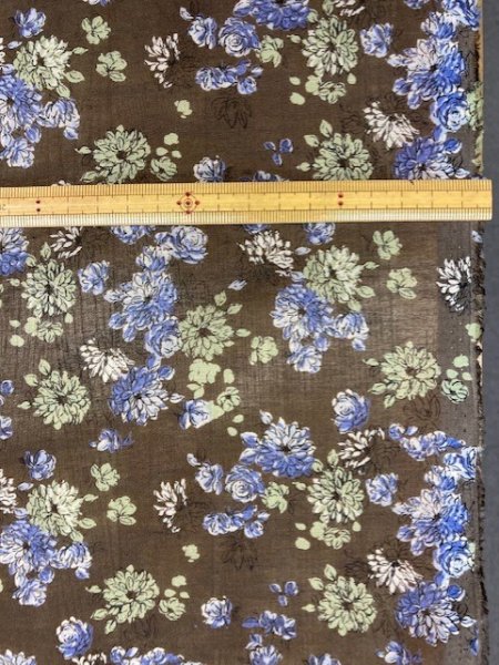 画像3: 生地：ポリエステル花柄（茶／ブルー） (3)