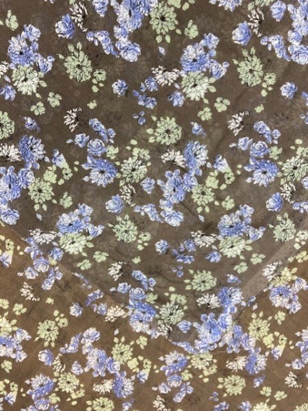 画像4: 生地：ポリエステル花柄（茶／ブルー） (4)