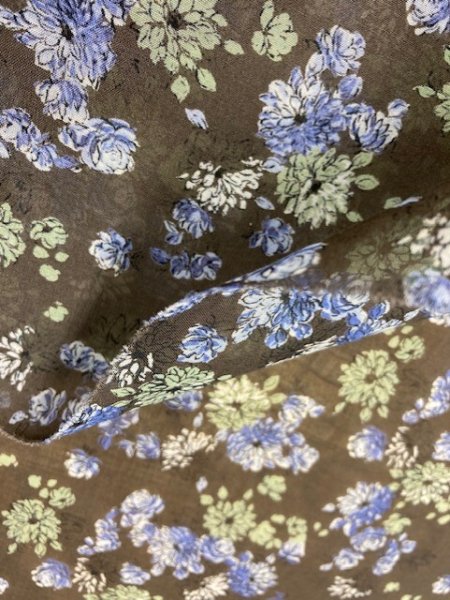 画像5: 生地：ポリエステル花柄（茶／ブルー） (5)