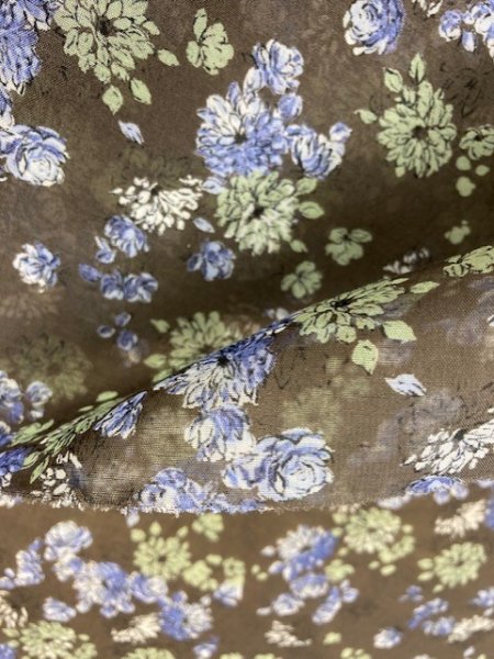 画像6: 生地：ポリエステル花柄（茶／ブルー） (6)