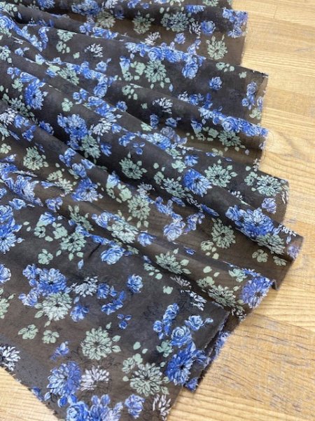 画像8: 生地：ポリエステル花柄（茶／ブルー） (8)