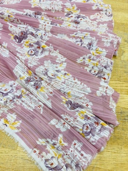 画像4: 生地:ストライプ織り花柄(ピンク) (4)