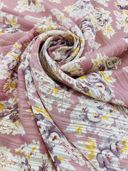画像5: 生地:ストライプ織り花柄(ピンク) (5)