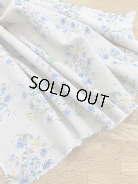画像5: 生地:ブーケ柄綿麻(生成/ブルー) (5)