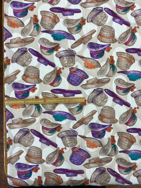 画像2: 生地:帽子柄コットン(白) (2)