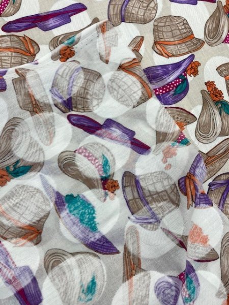 画像3: 生地:帽子柄コットン(白) (3)