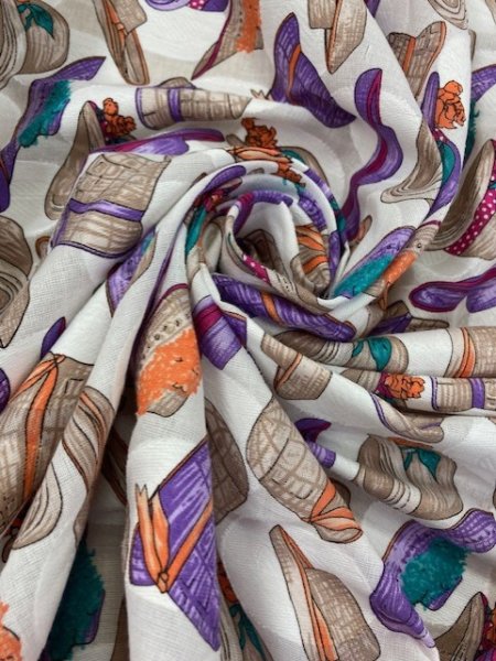 画像5: 生地:帽子柄コットン(白) (5)