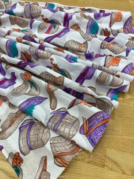 画像6: 生地:帽子柄コットン(白) (6)