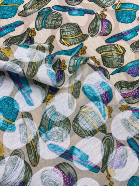 画像3: 生地:帽子柄コットン(クリーム) (3)