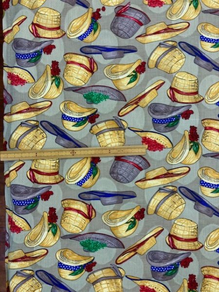 画像2: 生地:帽子柄コットン(薄緑) (2)