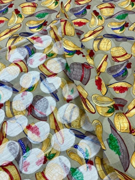 画像3: 生地:帽子柄コットン(薄緑) (3)