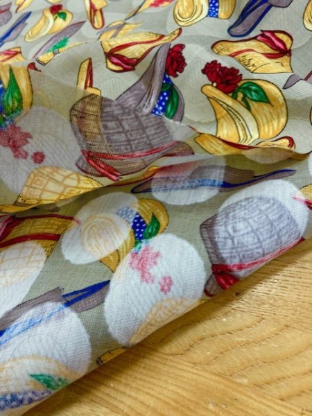 画像4: 生地:帽子柄コットン(薄緑) (4)