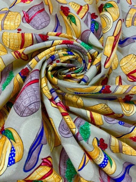 画像5: 生地:帽子柄コットン(薄緑) (5)