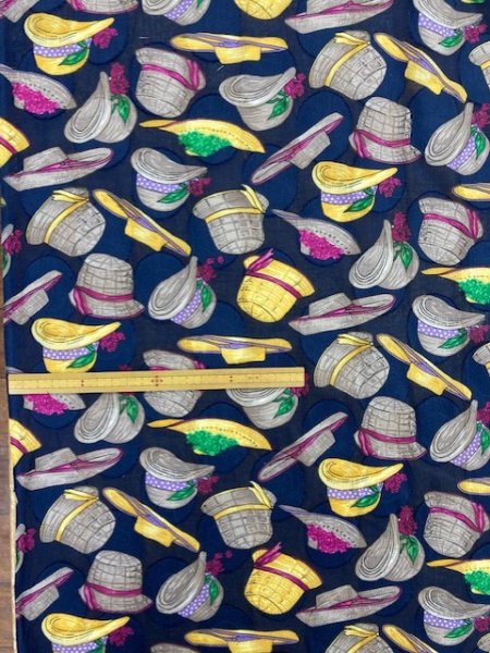 画像2: 生地：帽子柄コットン（紺） (2)