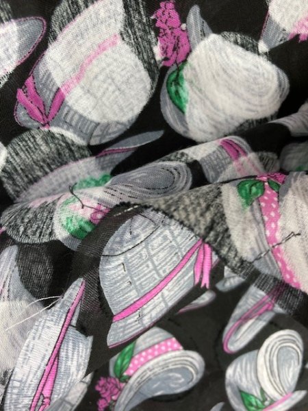 画像4: 生地:帽子柄コットン(黒) (4)