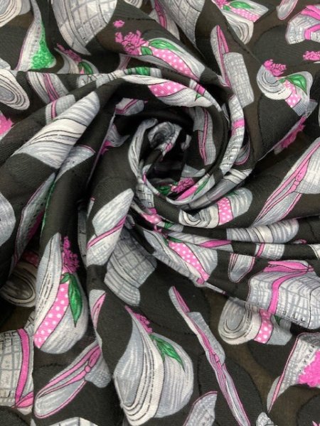 画像5: 生地:帽子柄コットン(黒) (5)