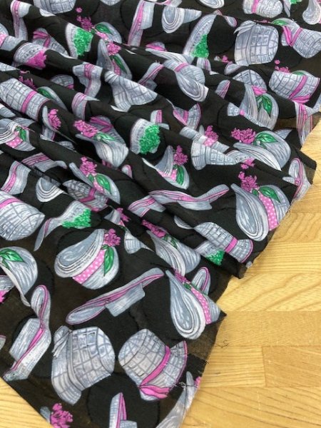 画像6: 生地:帽子柄コットン(黒) (6)