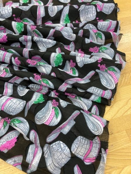 画像7: 生地:帽子柄コットン(黒) (7)